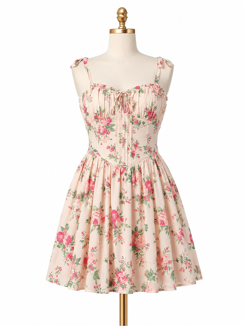 Trixxi Pink Floral Tie-Shoulder Mini Dress